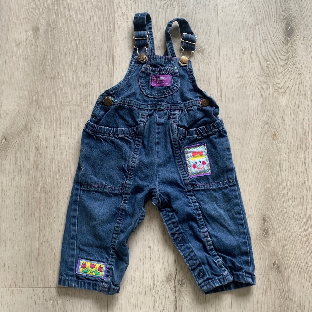 Vintage Oshkosh B'gosh Vestbak Overalls Girls Denim‎ Size 18 Months